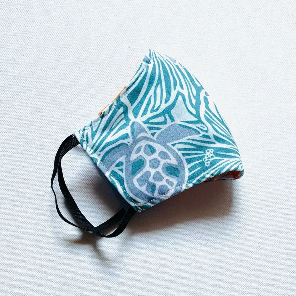 NEW Handmade Teal Turtle Print Face Mask